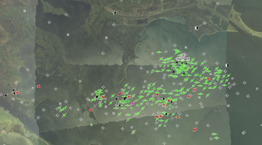 If you are new to an area you can use the SONRIS map to identify the location of gas/oil rigs. You can plot these locations into your GPS and plan your fishing trip.