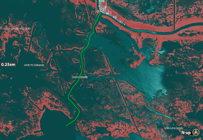 Bayou Gentilly on Humminbird 700 mapping card Bayou Gentilly on Humminbird 700