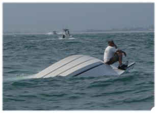 boat upside down capsized