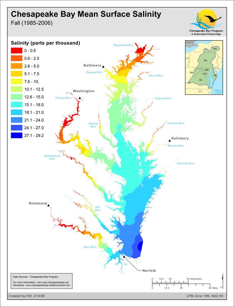 Chesapeake Bay Mean Salinity Map