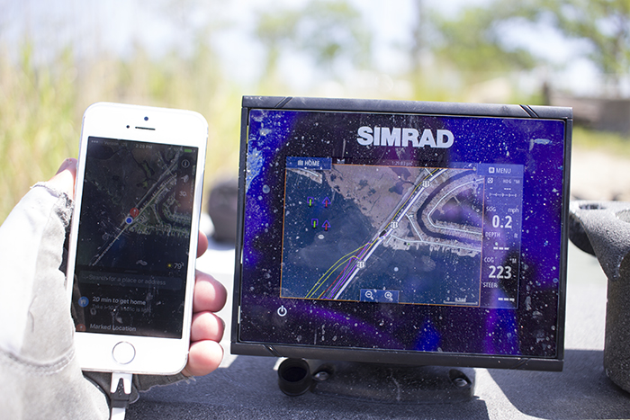 Comparison of iPhone and Simrad Go5 XSE