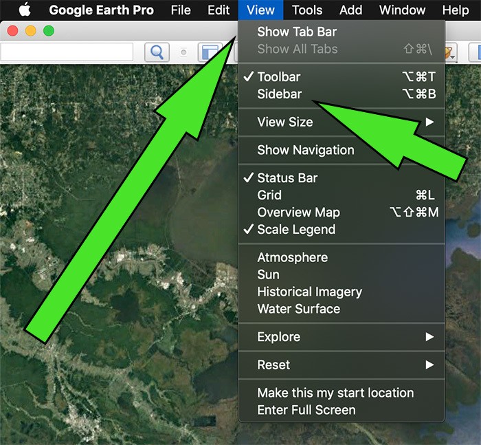 Enable Sidebar in Google Earth