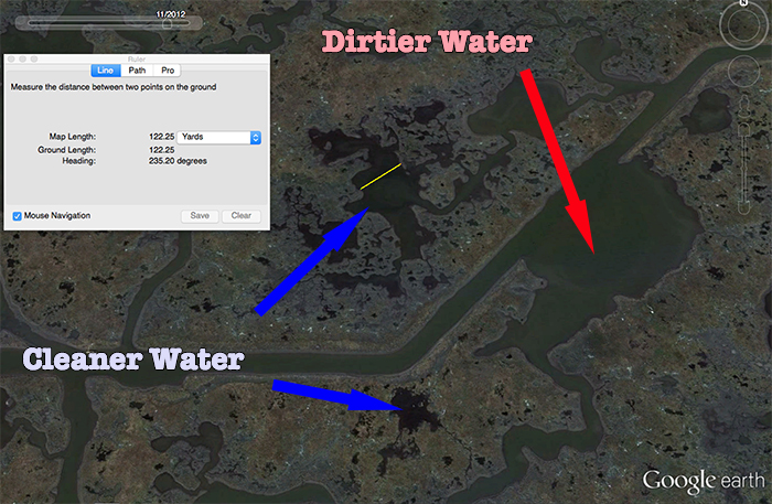 Find Clean and Dirty Water for Great Redfish Spots