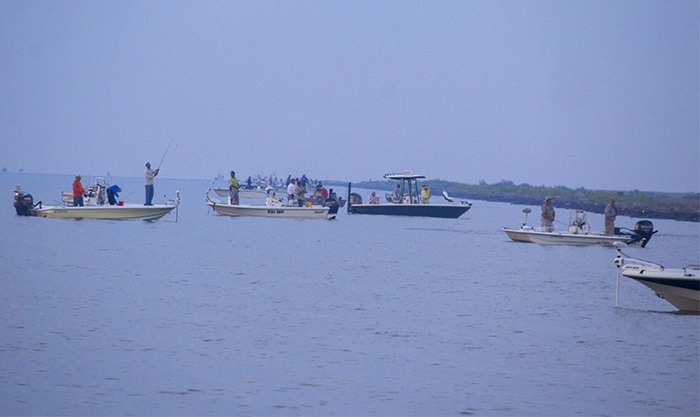 MRGO Long Rocks crowded with boats