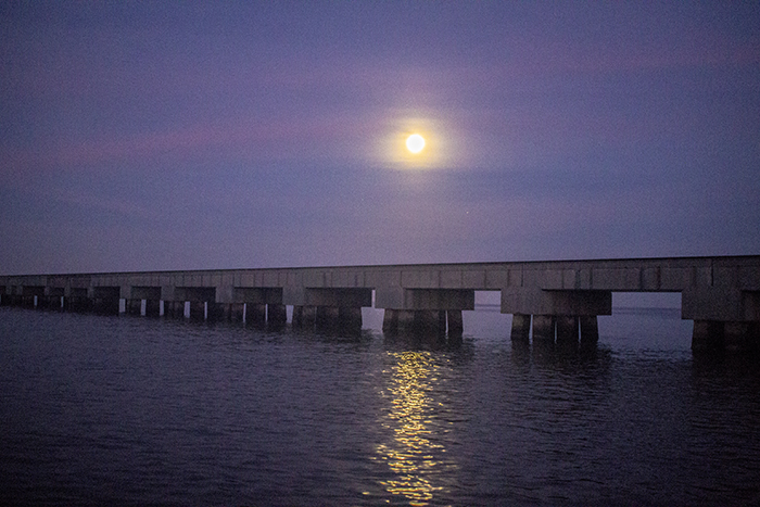 Moonset over Lake Pontchartrain Trestles