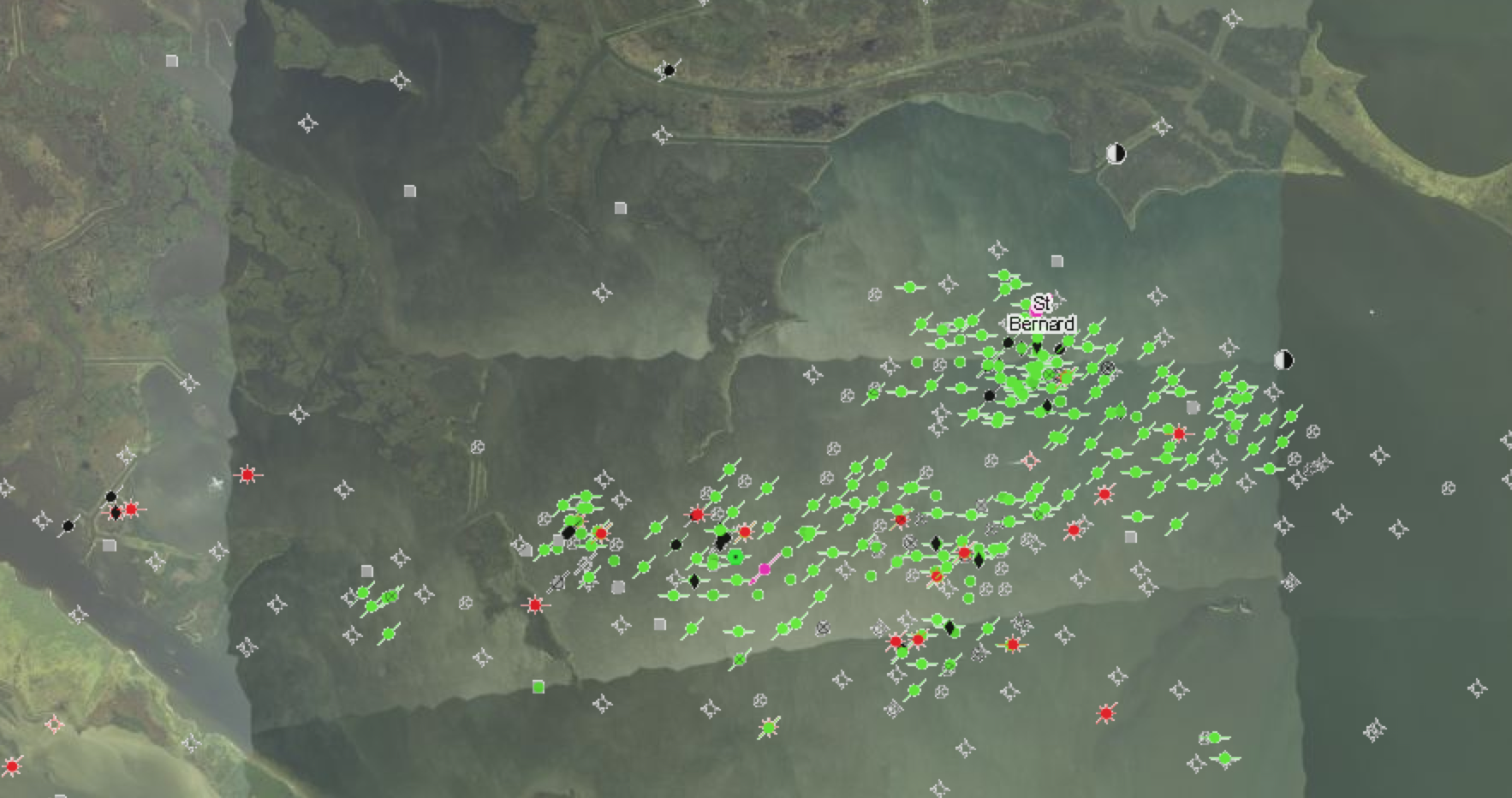 If you are new to an area you can use the SONRIS map to identify the location of gas/oil rigs. You can plot these locations into your GPS and plan your fishing trip.