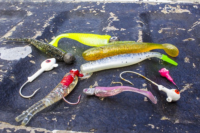 Various Soft Plastics and Jigheads