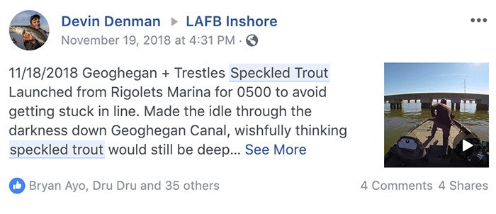 devin facebook fishing report LAFB Inshore devin facebook fishing report LAFB Inshore