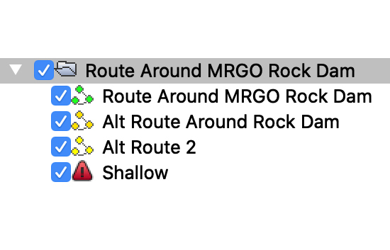 kml tracks for mrgo rock dam route