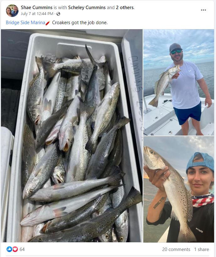 shae cummins paul fishing report grand isle summer fishing spot speckled trout